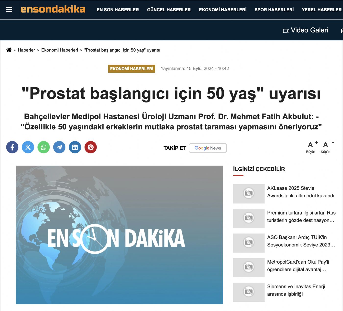 ”Prostat başlangıcı için 50 yaş” uyarısı - En Son Dakika