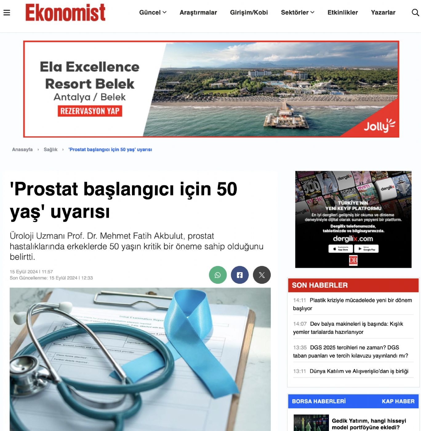 ’Prostat başlangıcı için 50 yaş’ uyarısı - Ekonomist