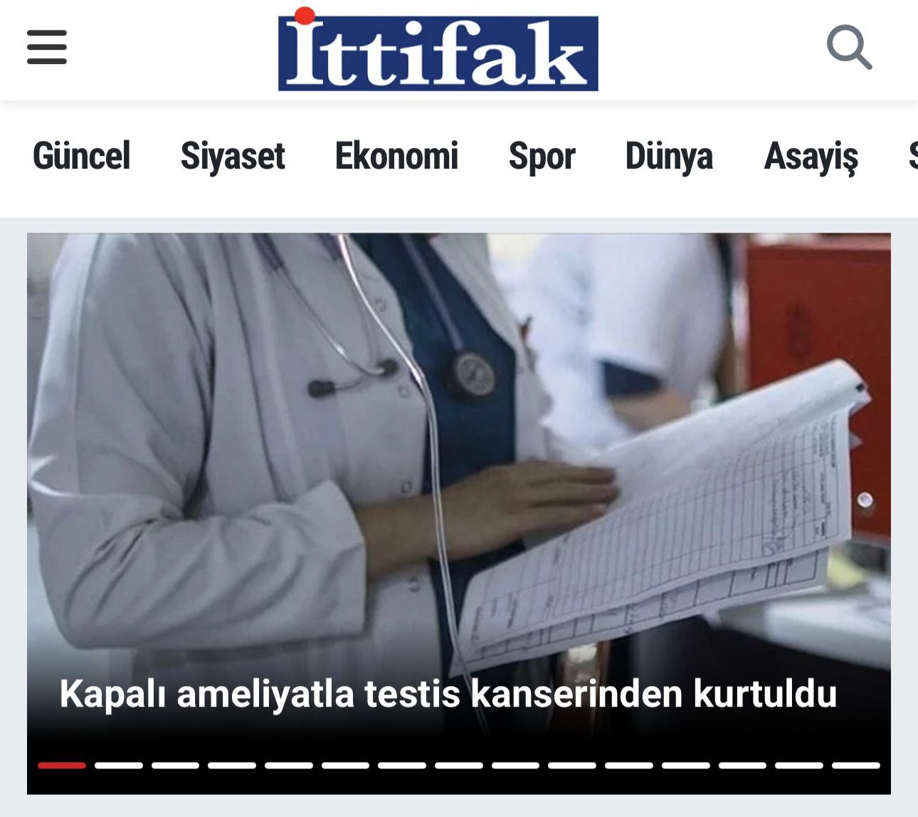 Kapalı ameliyatla testis kanserinden kurtuldu - İttifak Gazetesi