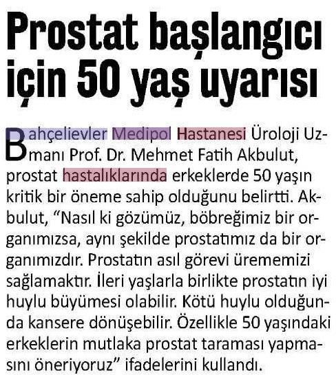 Prostat başlangıcı için 50 yaş uyarısı