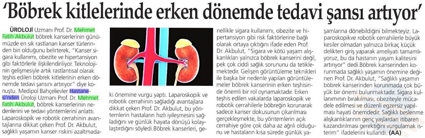 Böbrek Kitlelerinde Erken Dönemde Tedavi Şansı Artıyor